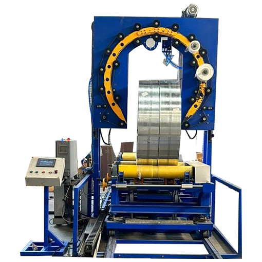 Steel-Coil-Wrapping-Machine-With-Motorized-Trolly-and-Ring-Updown-System